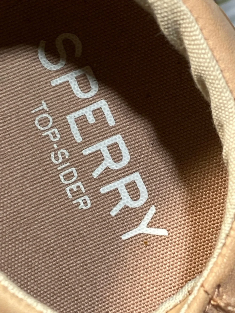 Sperry Women's Tan Canvas Lace-Up Sneakers with White Toe